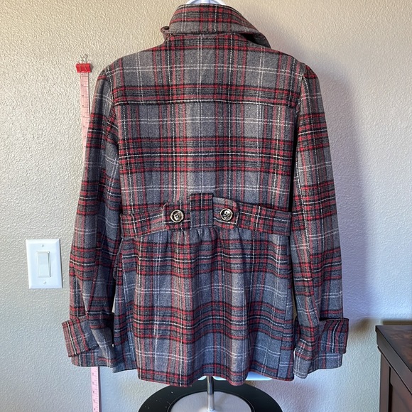 Enlightened outerwear plaid red and gray coat - Picture 5 of 5
